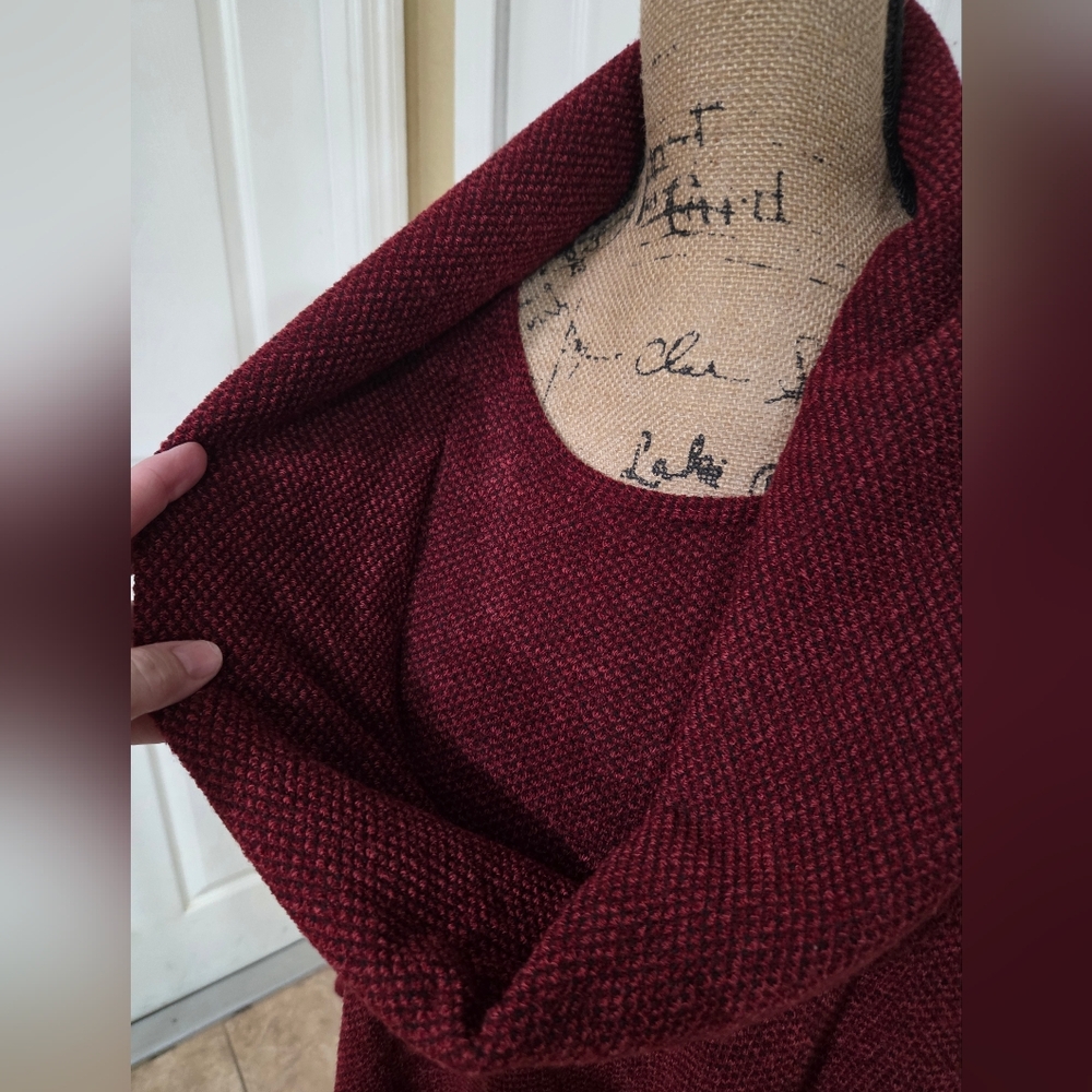 New Directions Burgundy Cowl Neck Sweater - Picture 3 of 12